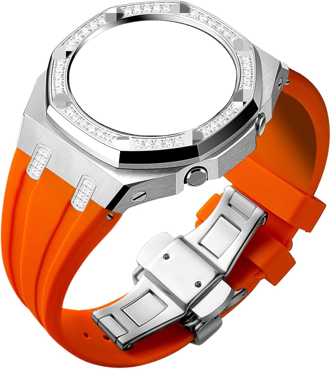 [JUSUTEK] Innovative Luxury Diamond Watch GA2100 Custom Parts, Diamond Watch Band + Case, 3rd Generation Ga2100 Mod Kit Compatible G-Shock GA2100/GA2110/GA-B2100, Men's Watch Modification Replacement