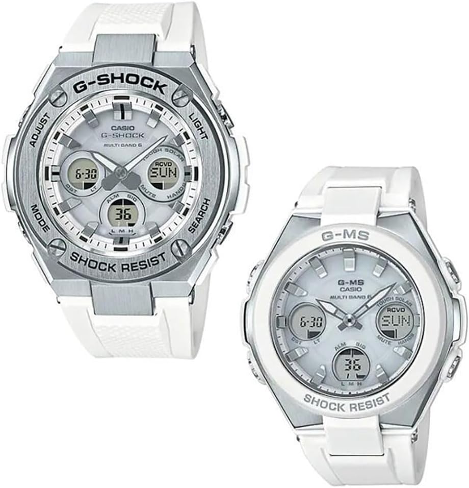 CASIO GST-W310-7AJF MSG-W100-7AJF GST-W310-7AJF Baby G Analog Digital Radio Solar Pair Pair Watch Set of 2, white, Bracelet Type