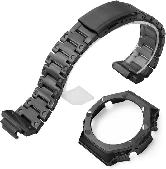 [JUSUTEK] Industry New For GA-2100/2110/GA-B2100 Octagonal Watch Band + Case Compatible G-SHOCK Cover Model Custom Stainless Steel Waterproof Sweatproof Rust Proof Metal Men's Watch Modification