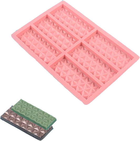 DEVENTORZ Chocolate Bar Mold 6 Holes 1 Pcs Chocolate Mold Rectangle Dubai Chocolate Mold Silicone Mold Food Grade Silicone Reusable Non-Stick Candy Mold Baking Board Chocolate Mold Candy Mold Handmade