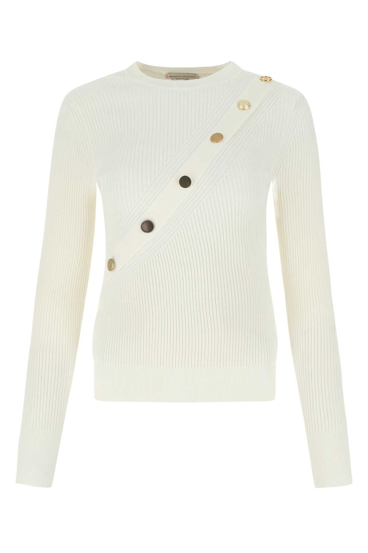 Alexander Mcqueen アレクサンダーマックイーンアイボリーストレッチビスコースセーター - Image 1