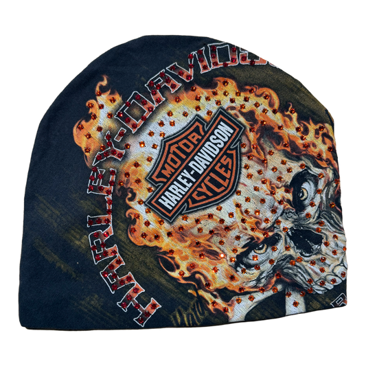 BOSSI 'SKULL ON FIRE' RHINESTONE BEANIE