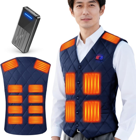 Czlyxo Electric Heating Vest, Heating Vest, 16 Heating Points, 40,800 mAh Battery Included, Japanese Fiber Heater, Heated Clothes, USB/DC Powered, Electric Heating Jacket, Front and Rear Independent