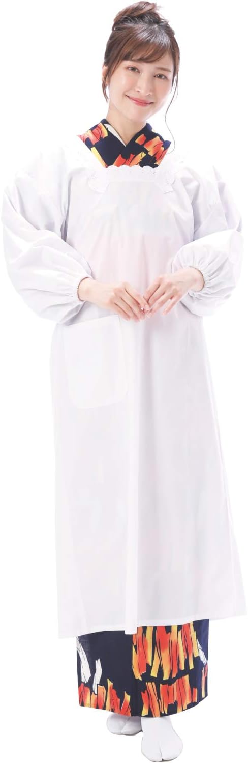 NISHIKI Women's Long Length Cotton Poly Apron with Pockets and Sleeves