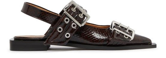 GANNI Snake バックル バレエパンプス - Image 1