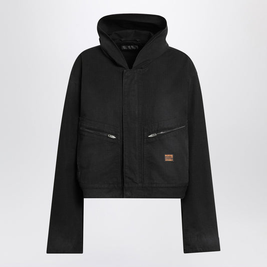 Balenciaga バレンシアガは、フードが黒のジャケットをクロップしました - Image 1
