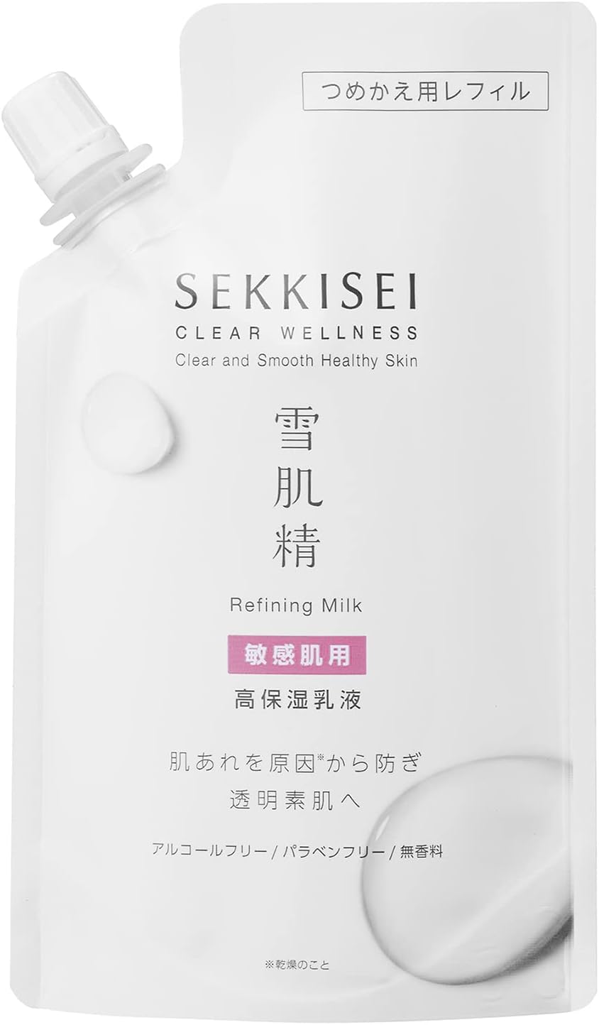 Sekkisei Clear Wellness (For Sensitive Skin), Refining Milk, SS (Refill), Highly Moisturizing, Milk, Pores, 4.2 fl oz (120 ml)