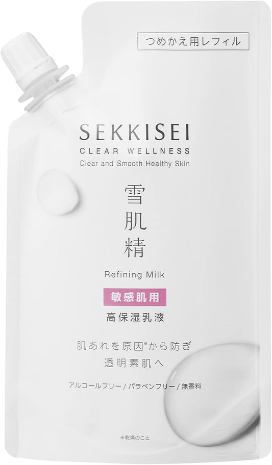 Sekkisei Clear Wellness (For Sensitive Skin), Refining Milk, SS (Refill), Highly Moisturizing, Milk, Pores, 4.2 fl oz (120 ml)