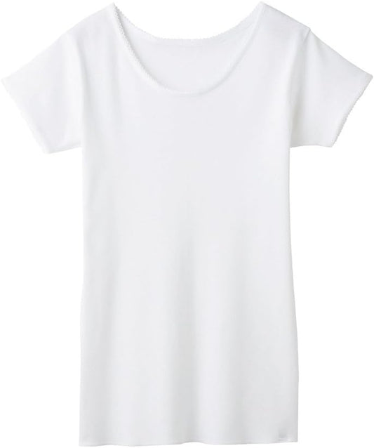 Gunze KQ5051 Women's Inner Shirt, Comfortable Workshop, Round Neck, 3/4 Sleeve Sleeper, 100% Cotton, Made in Japan