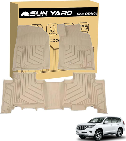 SunYard Toyota Land Cruiser Prado 150 Series Floor Mat, Beige, Custom Designed for Vehicles, Waterproof, Custom Parts (Beige, For 5/7 Seaters) Floor Mat)