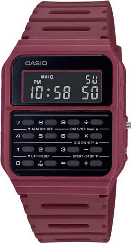 Casio Standard CA-53WF Calculator Watch with Calculator Function, Bordeaux (4B), Calculator function