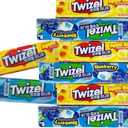 Twizel High Chew Mini Chew, Blueberry Flavor, 1.0 oz (28 g), 3 Pieces, Mango Flavor 0.9 oz (28 g), 3 Packs