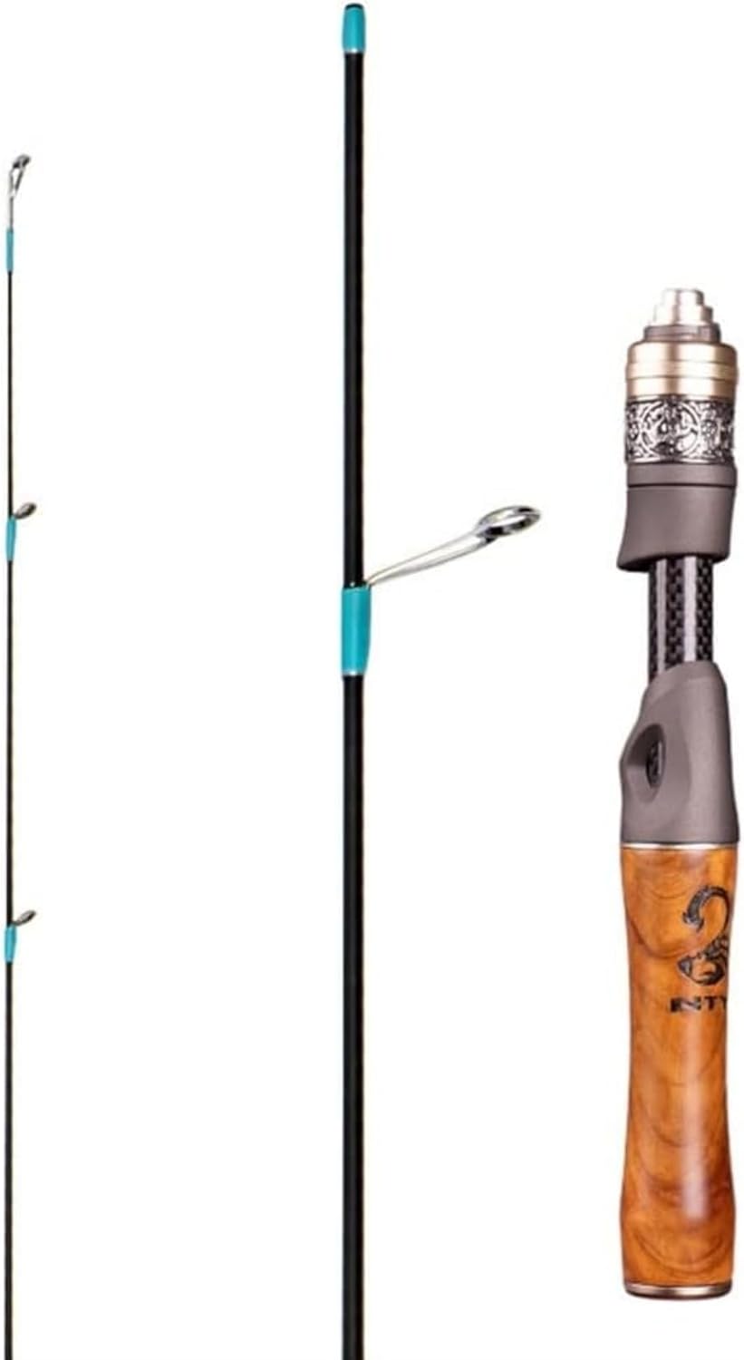 [Ultra Light & Durable] Carbon Fiber Spinning/Casting Fishing Rod UL Power Solid Wood Handle 3 Piece Folding Super Soft Fast Action Best for Travel Fishing