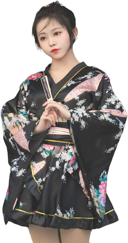 Lady Lazy Kimono Dress, Dress, Cosplay, Mini Dress, Kimono Dress, Cos, Uniform, Dance, Idol, Stage, Costume, Photography, Cross-dressing, Cosplay, Cute, Japanese Style, Oiran, Luxurious, Satin, Yukata