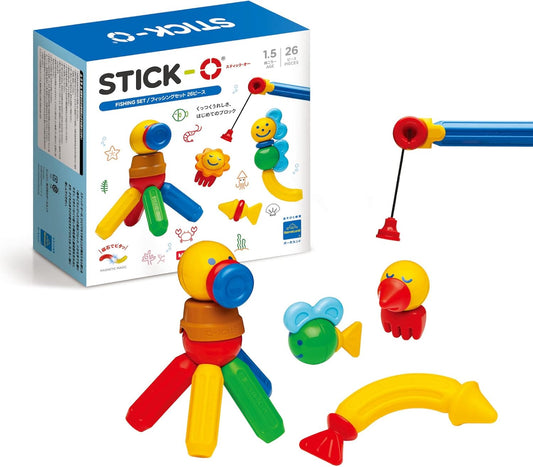 Bonernund Stick-O Fishing Set 26 Pieces Round 1.5 Year Old SO902006 Red Blue etc