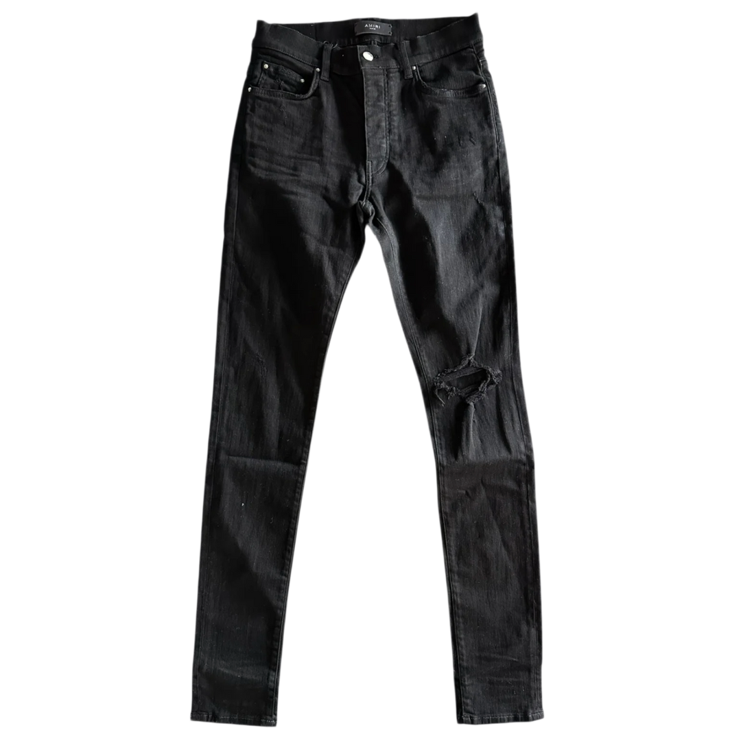 AMIRI 'BROKEN' BLACK DISTRESSED JEANS