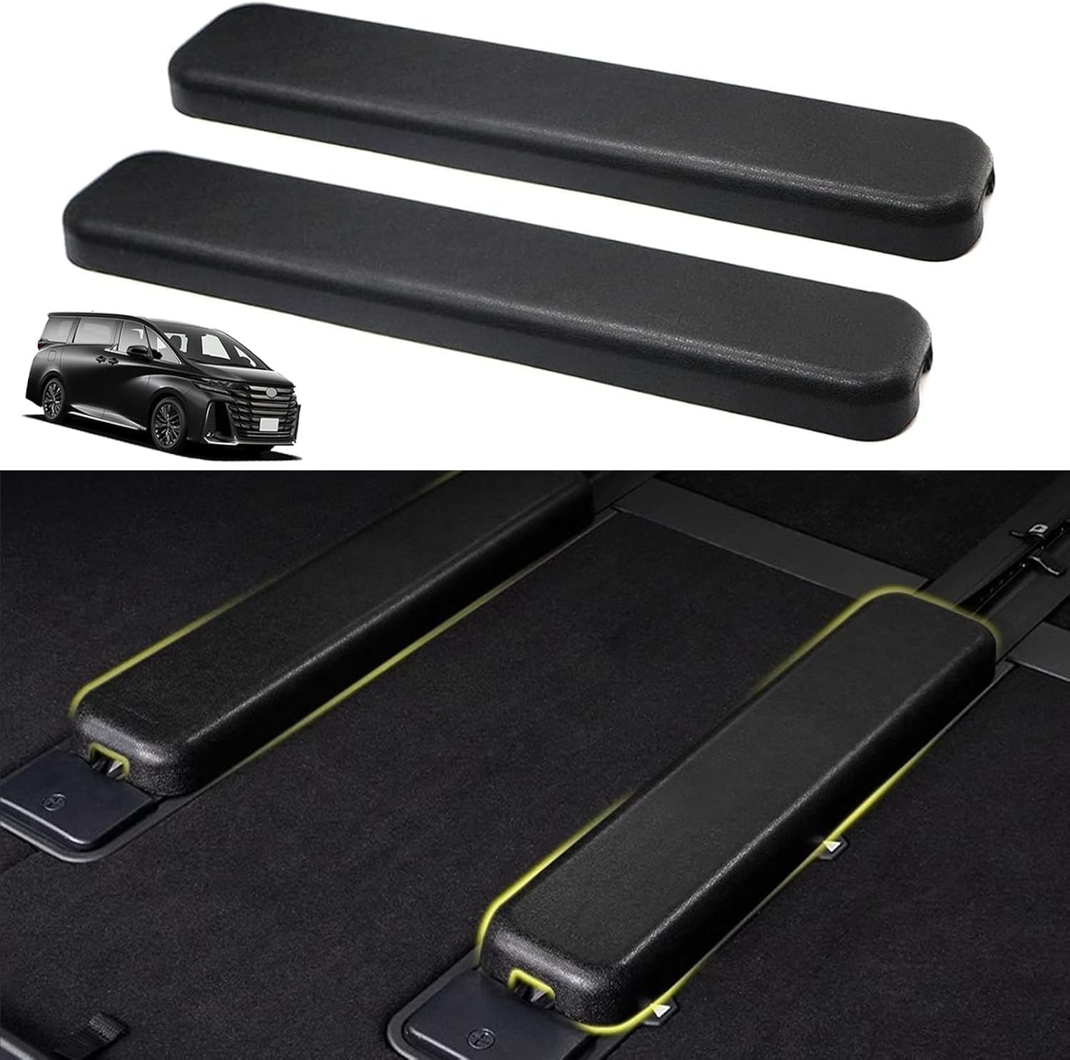 Alphard Vellfire 30 Series Compatible Rail Cover, Car Seat Rail Cover, 3rd Row Cover, Custom Parts, Accessories, Stain Resistant, Scratch-Resistant, Easy Installation, Set of 2 (ALPHARD