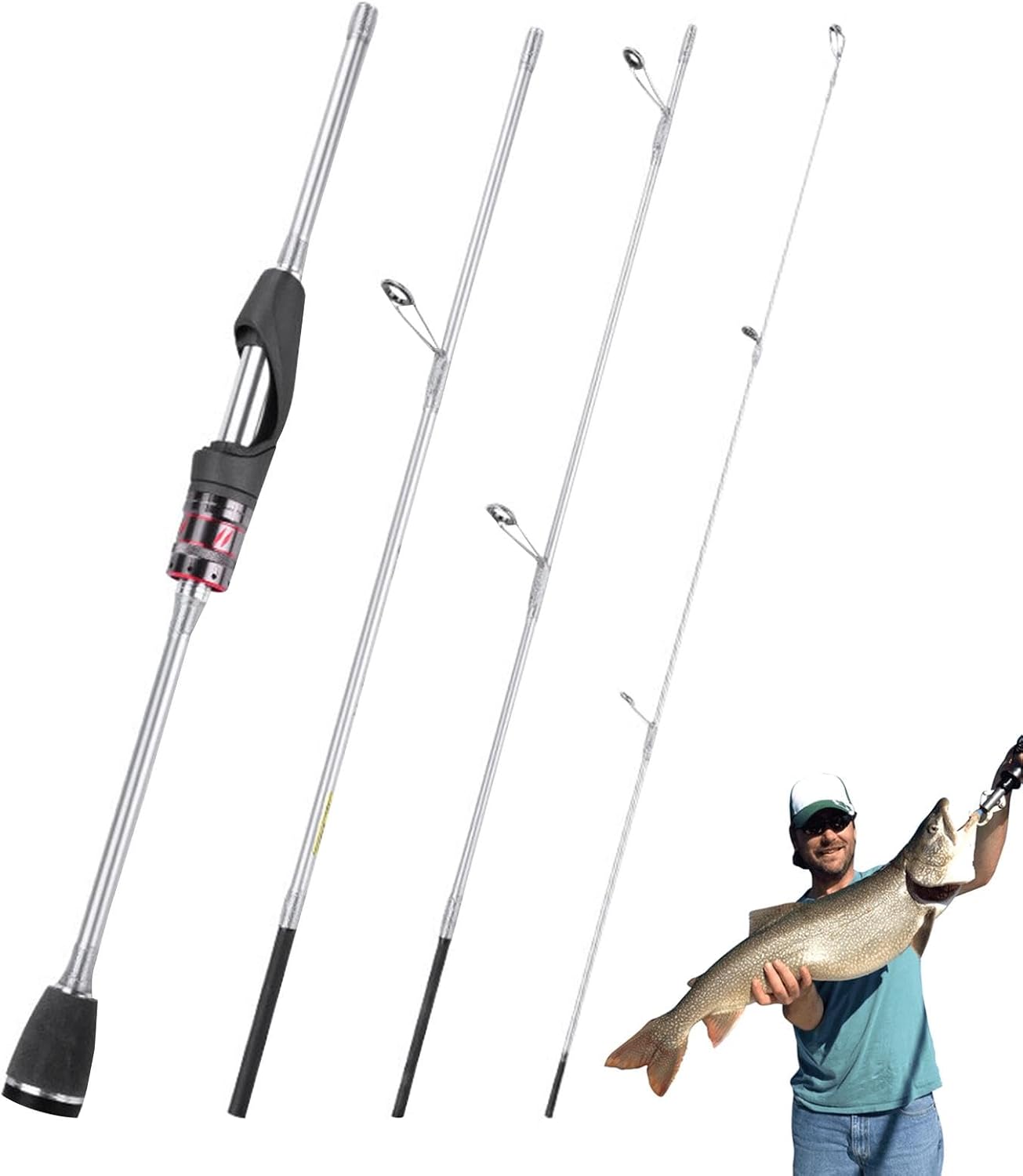 Telescopic Fishing Rod,Telescopic Fishing Rod,Carbon Fiber Saltwater Surf Fishing Rod - Lightweight Short Section Travel Fish Rod Bass Salmon Trout Fishing Equipment