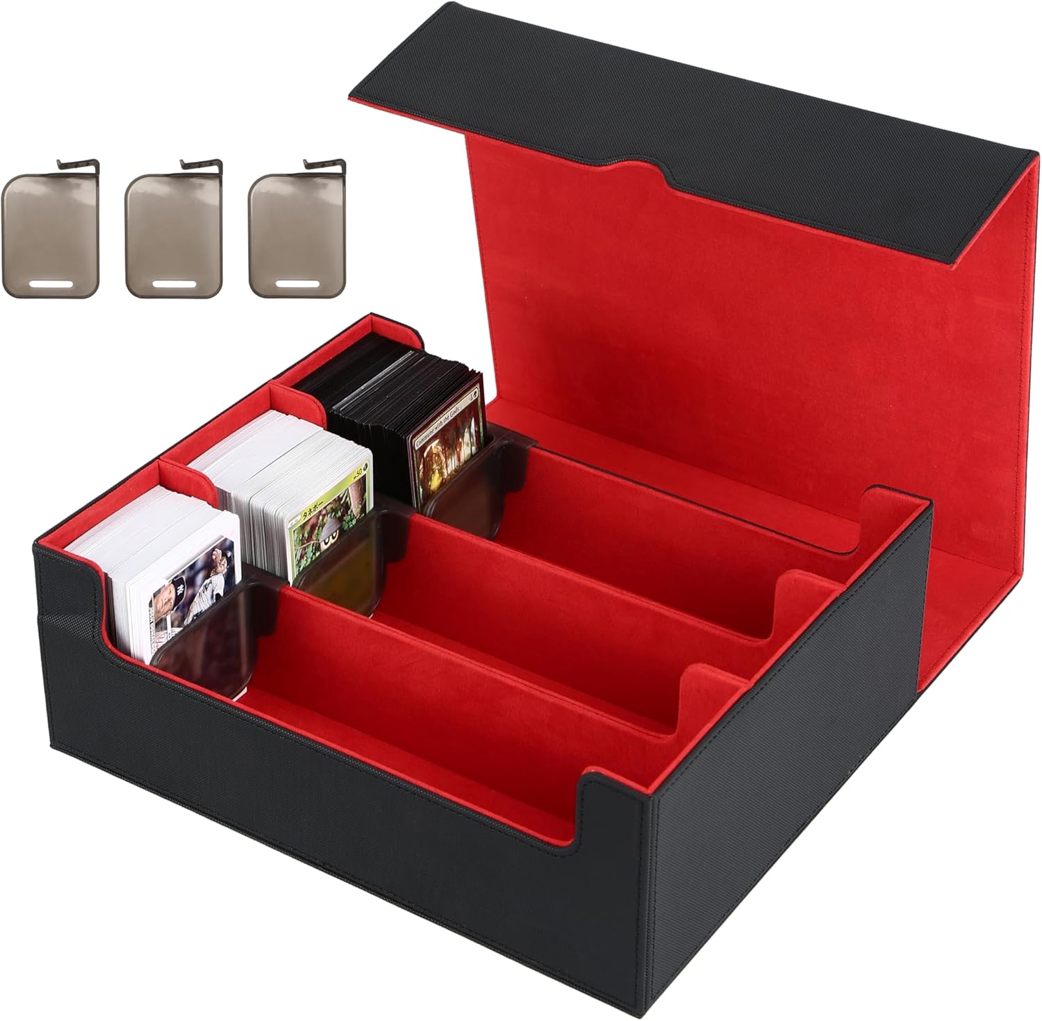 Deck Case, Trading Card Case, Card Storage Box, Card Case, Trading Card Storage, 1800+ Divider Board with Card Stopper, Compatible with Yugioh Pokeca MTG Various Card Games