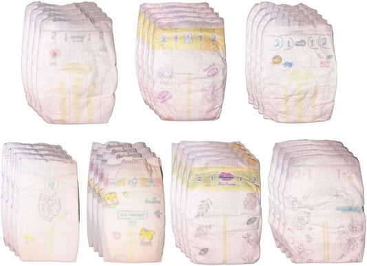 【Newborn Diaper Trial Set】Paper Diapers for Babies, Tape Type, Newborn Size, 7 Types x 4 Each, Total 28 Pieces, Pampers, Merries, Moony (No Gift Box)