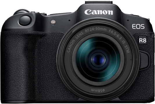 Canon EOS R8 Mirrorless Camera RF24-50mm F4.5-6.3 is STM Lens Kit Full Frame Hybrid Camera 24.2 Megapixel CMOS Image Sensor 4K Video Content Creator Vlog Camera Black