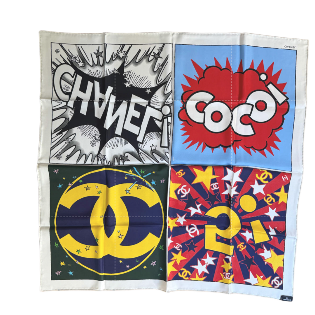 CHANEL 26A POP ART SILK SQUARE SCARF