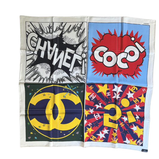 CHANEL 26A POP ART SILK SQUARE SCARF