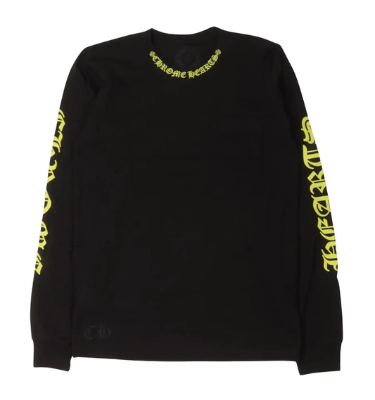 CHROME HEARTS 'COLLAR LOGO' BLACK/ACID LONGSLEEVE TEE