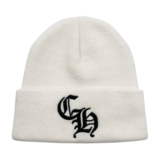 CHROME HEARTS 'CH LOGO' WHITE BEANIE