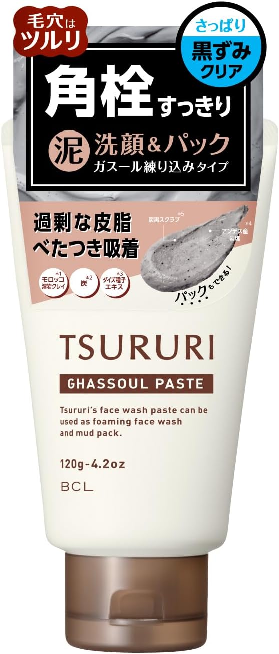 Tsururi Face Washing Paste, 4.2 oz (120 g), Renewal Cleansing Foam, Clay Pack, Scrubs, Pore Care, Dense Foam