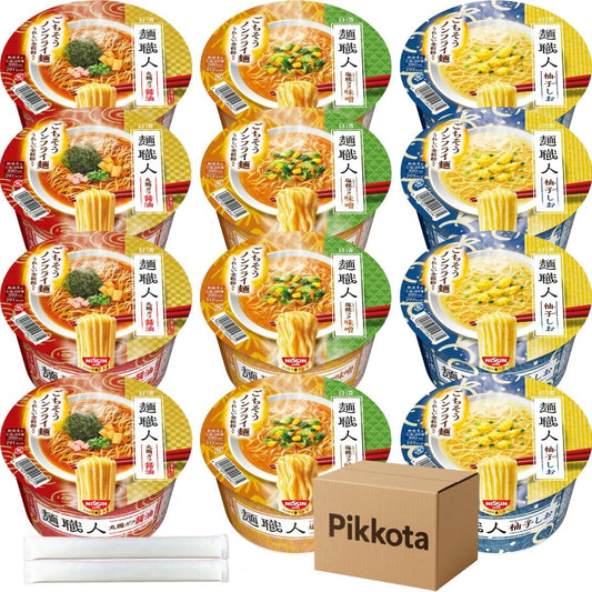 Noodle Craftsmen Couple Ramen, 3 Types x 4 Servings Each, 12 Servings, Split Chopsticks Set, Soy Sauce, Miso, Yuzu Shi, 3 Types of Food Comparison Set, Instant Ramen, Assorted, Preserved Food