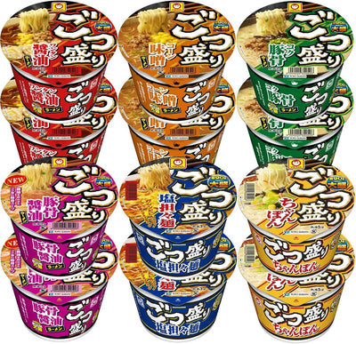 Maru-chan Gotsugari Cup Noodles, 6 Types x 2 Pieces, Set of 12