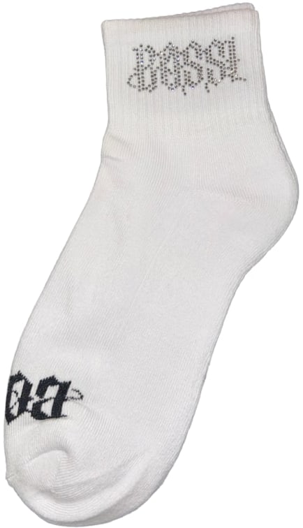 BOSSI 'DARK SILVER LOGO' RHINESTONE SOCKS