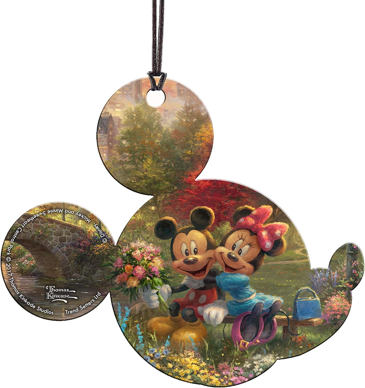 Disney - Sweetheart Central Park - Mickey y Minnie Mouse - Accesorio de impresión acrílica colgante en forma de orejas de Mickey - para regalar y coleccionar | Hanging acrylic print | Bedroom or office display | Disney fan gift
