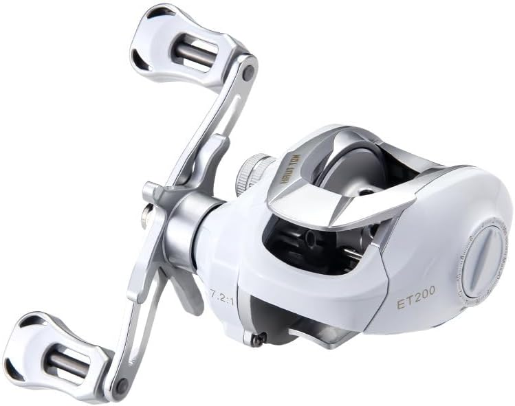 ritutou Bait Reel, White, Left/Right Handle, 7.2:1 Gear Ratio, Light Weight 222g 4+1BB Magnetic Brake, Fishing Reel