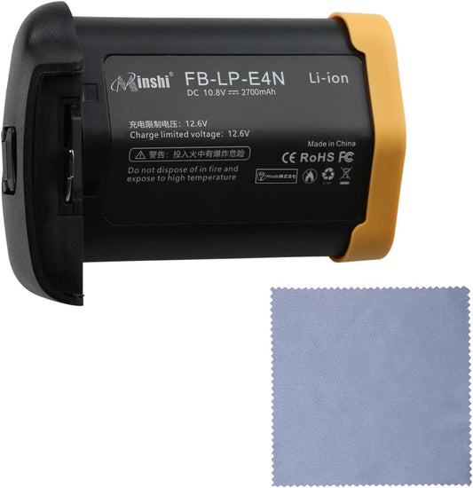 MINSHI Rechargeable Lithium-Ion Battery with Latest Chip, Compatible with Canon LP-E19, LP-E4N, LP-E4 Camera Battery, 10.8 V, 2700 mAh, Excellent Navigation Capability, Comes with a Camera Lens