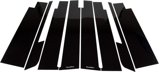 SecondStage Honda N-BOX JF3 JF4 Pillar Garnish, For Cars with Genuine Visor, Piano Black H006BLK