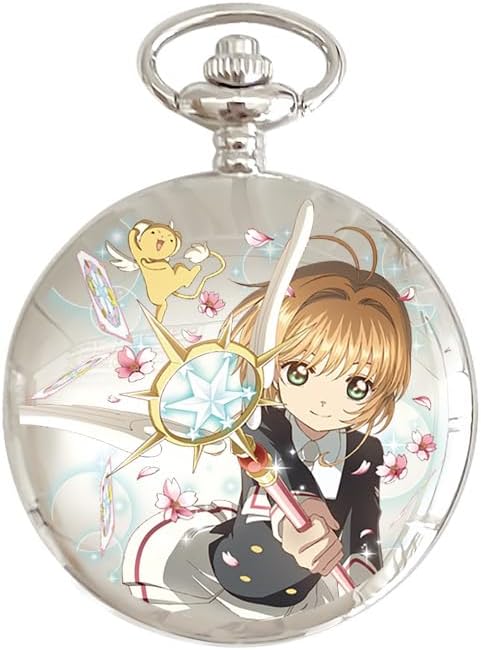 XINGYUNSHI Cardcaptor Sakura Kinomoto Sakura Pocket Watch, Necklace, Accessory, Popular, Anime Character, Cosplay Tool, Surroundings, Moe Goods, For Everyday Use, Unisex