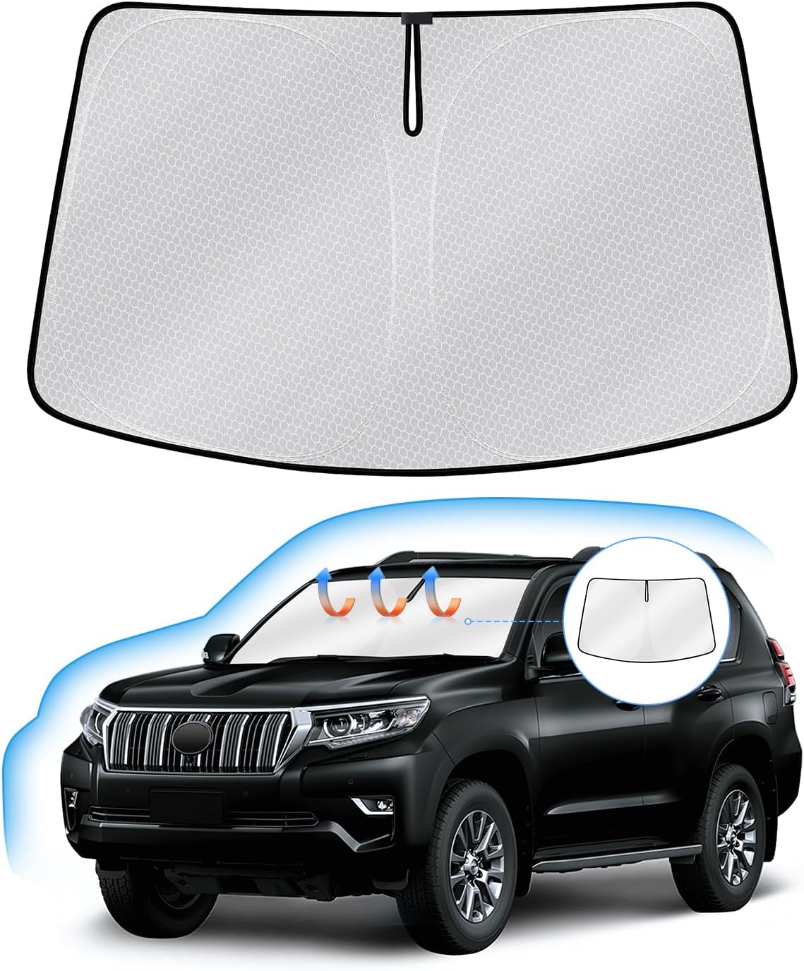 Toyota Land Cruiser Prado 150 Series Windshield Sun Shade LAND CRUISER PRADO 4th Generation September 2009 - 2023 Car Sun Shade UV Protection Blackout Shade Shade Steering Wheel Sun Shade