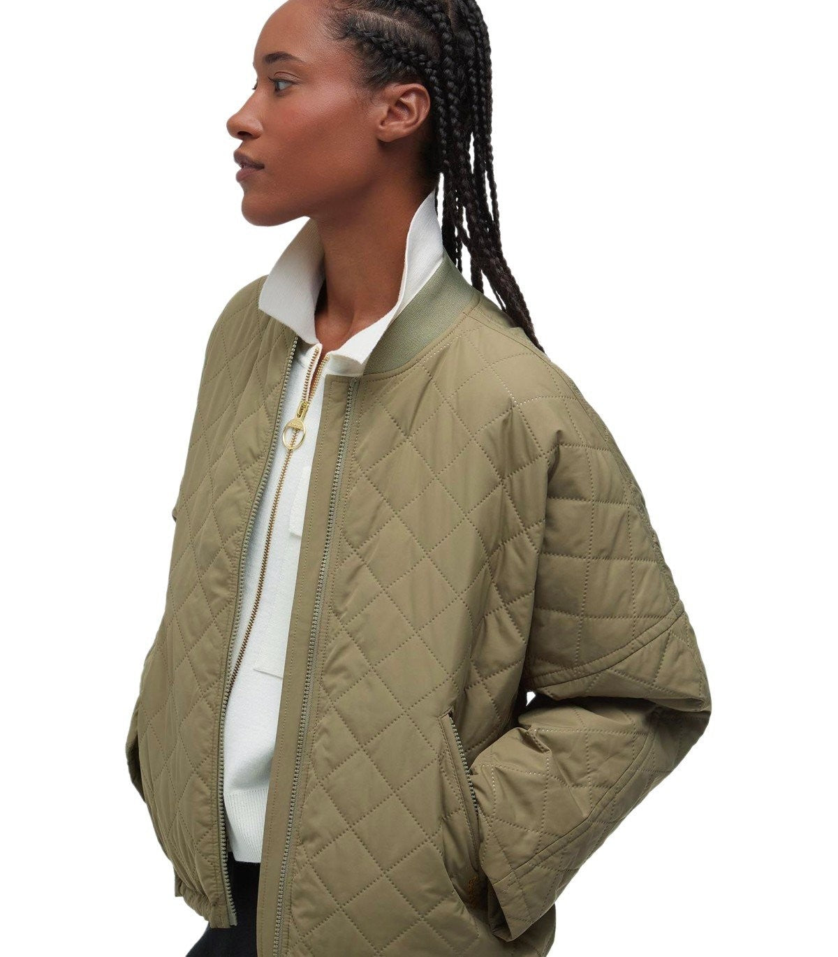 Barbour Emlyn Dusky Green Quilted Bomberジャケット - Image 1
