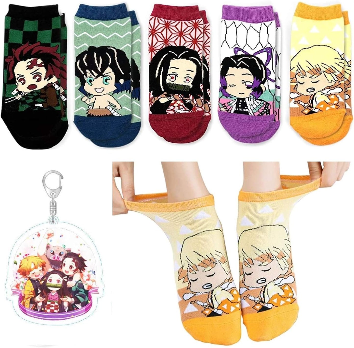 TAKI Devil Blade Socks, Socks, Set of 5, Adult Socks, Children's Socks, Anime, Breathable, Sweat Absorbent, Deodorization, Spray, Popular, Students, Fashion