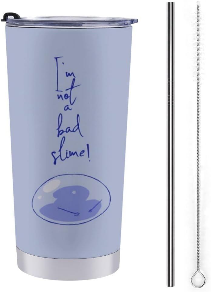 Rimlu Slime/Rolling Slime, When Reincarnation, Mug, Coffee Cup, Convenient Store Cup with Lid, Portable, 20.3 fl oz (600 ml), Direct Drip, Stainless Steel, Straw, Character Goods, Cold Insulation, Heat Retention, Moiiss Water Bottle, Tumbler