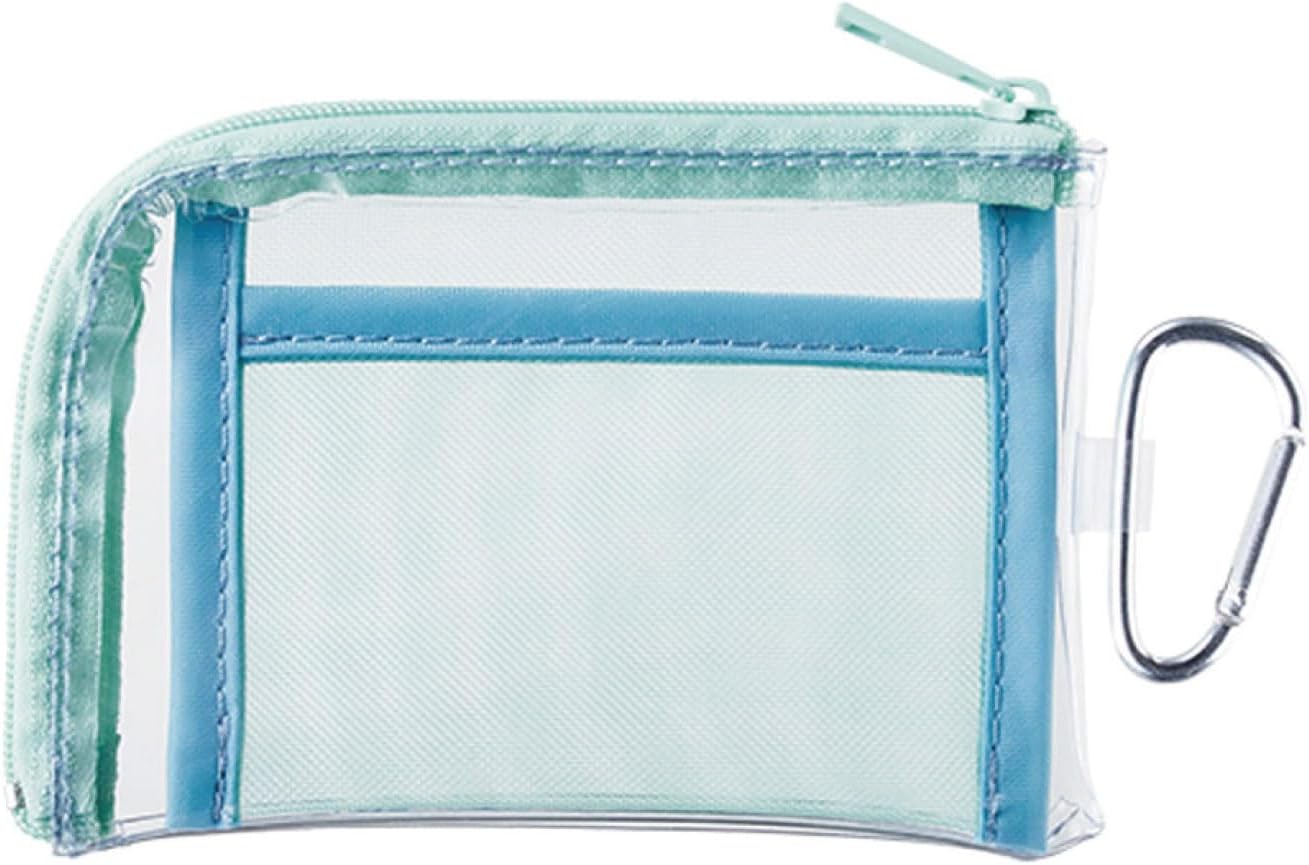 Clear Mini Pouch with Carabiner | Pressurikatsu Goods, Trading Card, Aksta, Can Badge Storage, Push Color, Mesh Pocket, Idol, Anime, Ota-Katsu, Showing Pouch,, green, Simple