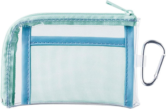 Clear Mini Pouch with Carabiner | Pressurikatsu Goods, Trading Card, Aksta, Can Badge Storage, Push Color, Mesh Pocket, Idol, Anime, Ota-Katsu, Showing Pouch,, green, Simple
