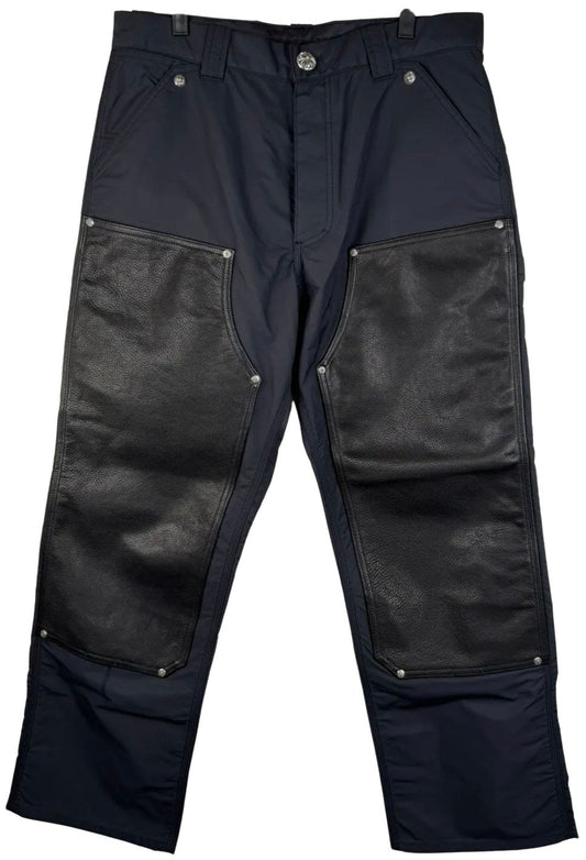 CHROME HEARTS LEATHER CARPENTER DOUBLE KNEE PANTS