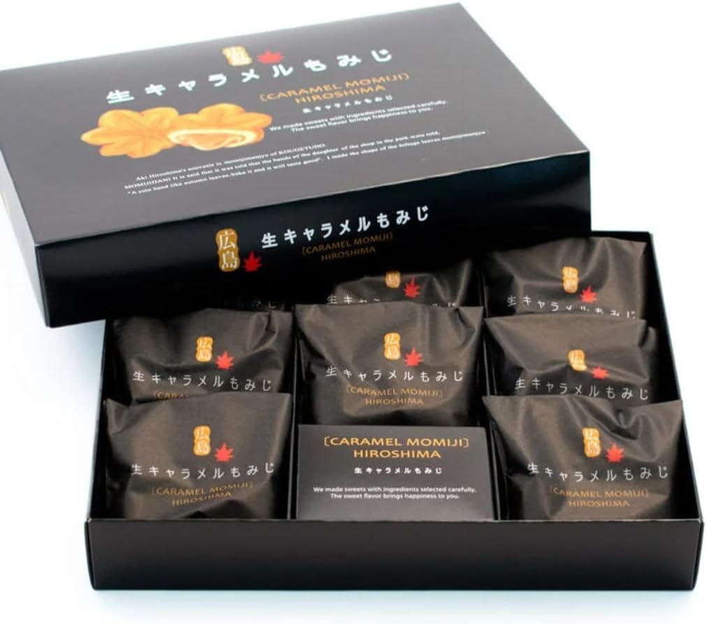 Raw Caramel Momiji Mumiji, Set of 8, Hiroshima Japanese Confectionery Gift, Souvenir, Western Sweets