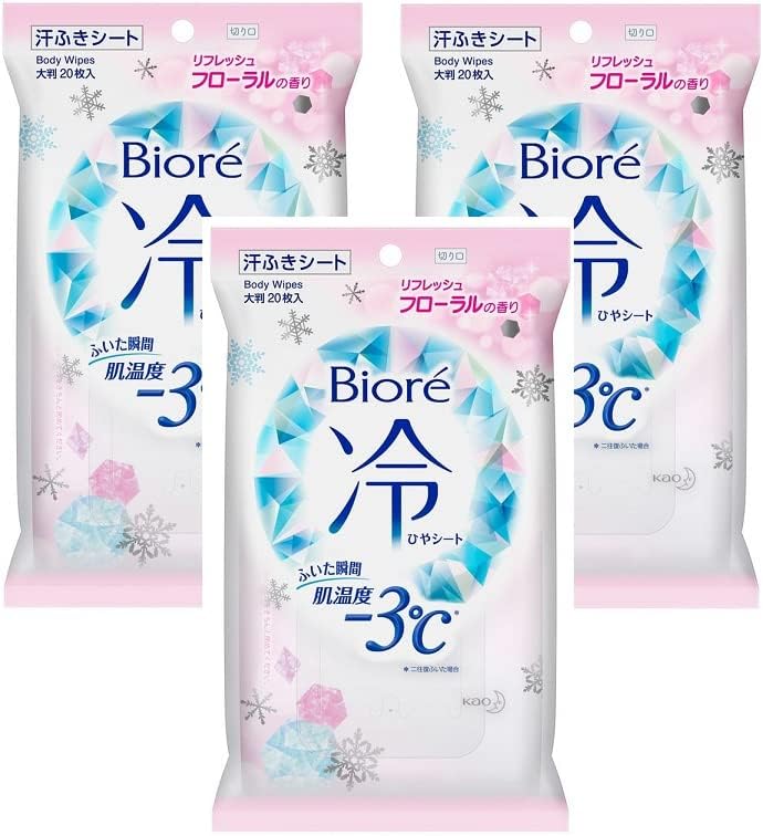 Biore Cooling Sheets, Refreshing Floral Scent, Pack of 3