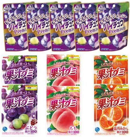 Morinaga Hai Chuu Meiji Fruit Juice Gummy Good Hitting Set (4 Types, Total of 11 Pieces)