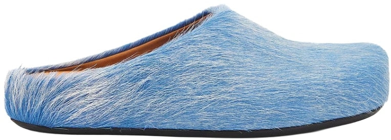 MARNI 'LIGHT BLUE' LONG HAIR SABOT SLIPPERS