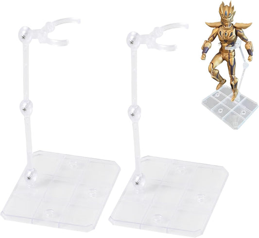 Samcos Plastic Model Figure, Stand, Set of 2, Display, Doll, Pedestal, 1/144 Scale, Movable, Angle Adjustable, for Models, Dolls, Stands, Decoration, Figures (Clear)